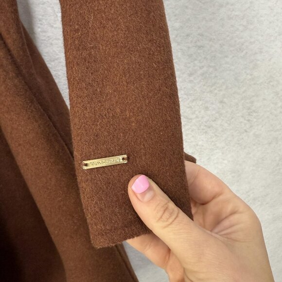 Tahari Coat Womens Medium Wool Blend Wrap Belted Collar Pockets Fall Jacket - Picture 6 of 10